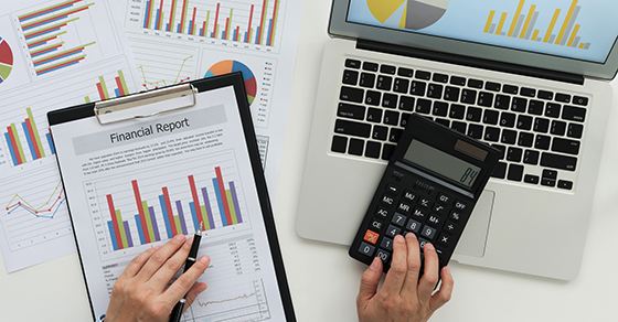 Close-up on financial statements Image